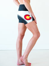 Load image into Gallery viewer, Black Colorado Flag Yoga Shorts *FINAL SALE*
