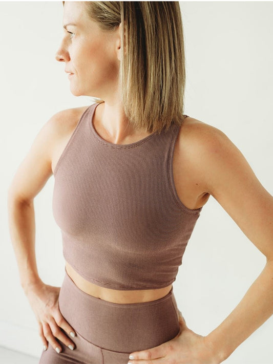 Mauve Microstripe Crop Top *FINAL SALE*