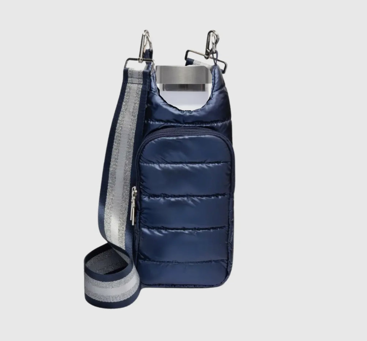 Quilted Quench Puffy Bottle Tote - METALLIC BLUE