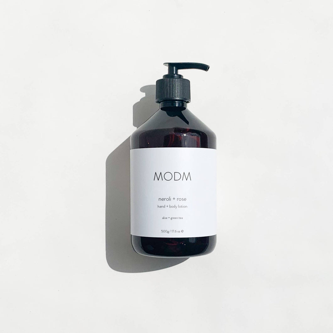 MODM Hand + Body Lotion w/ Aloe + Green Tea - Neroli + Rose (500 ml)