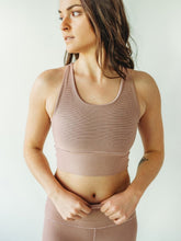 Load image into Gallery viewer, Blush Microstripe Longline Sports Bra *FINAL SALE*
