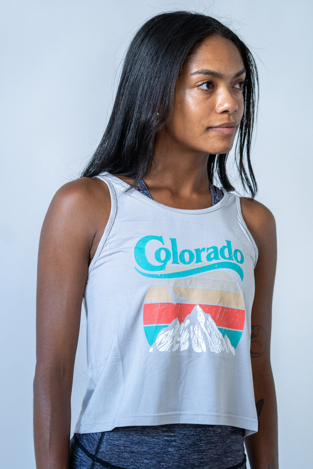 Colorado Mountain Crop Top Grey