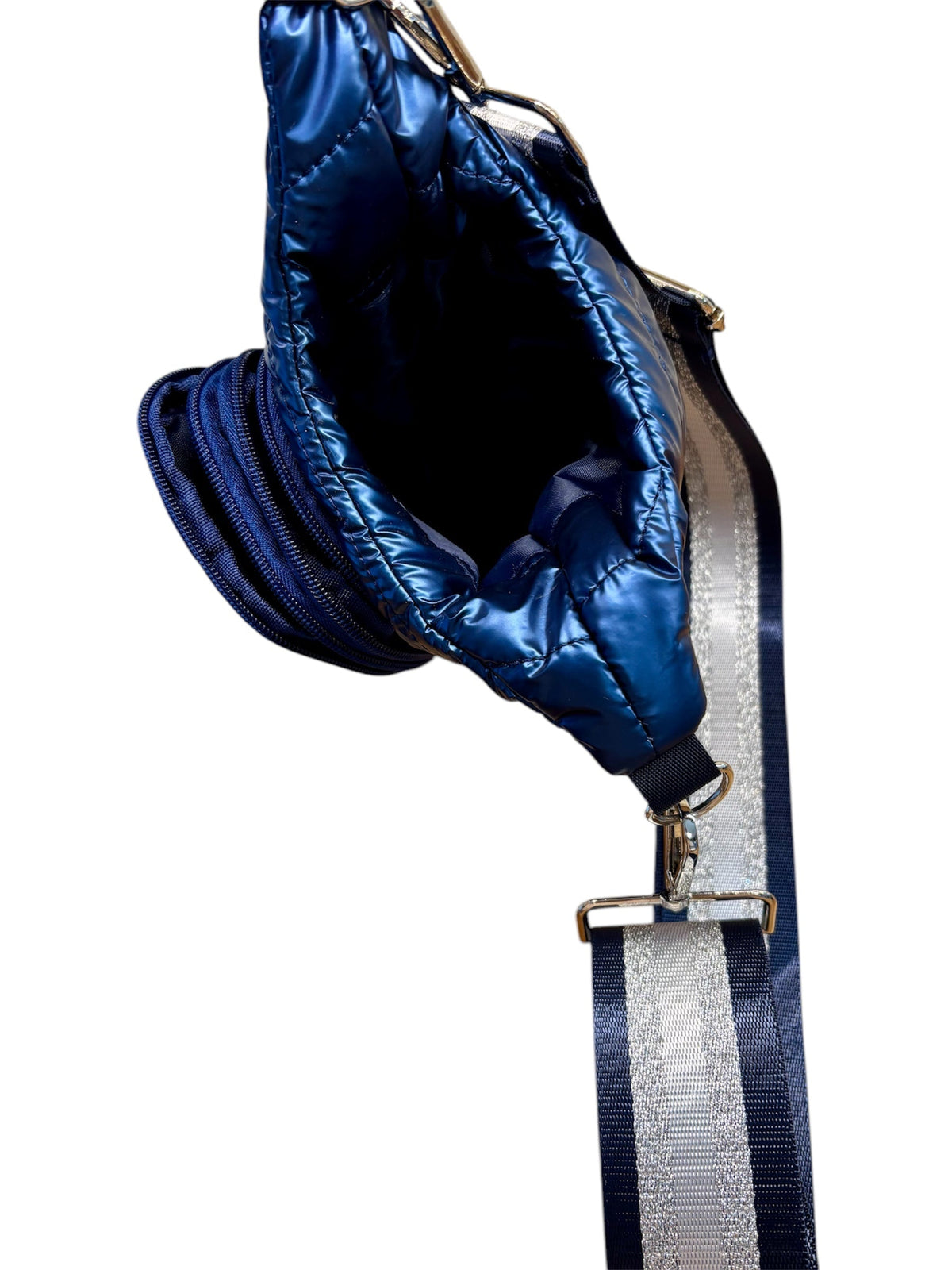 Quilted Quench Puffy Bottle Tote - METALLIC BLUE