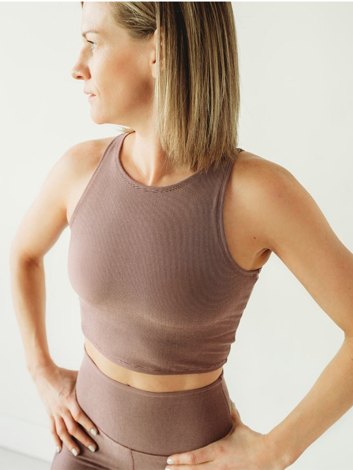 Mauve Microstripe Crop Top *FINAL SALE*
