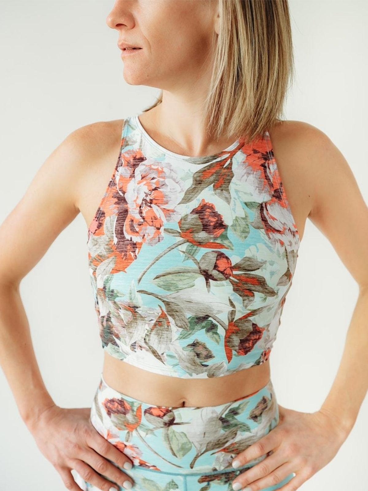 Teal Floral Crop Top *FINAL SALE*