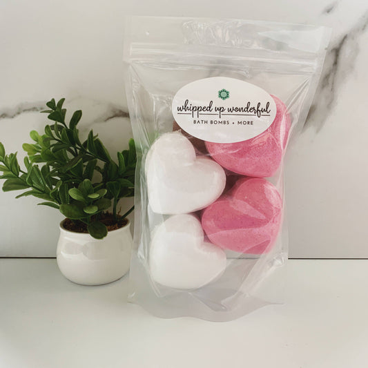 Set of 4 Sweetheart Bath Bombs - Rose and Milk & Honey